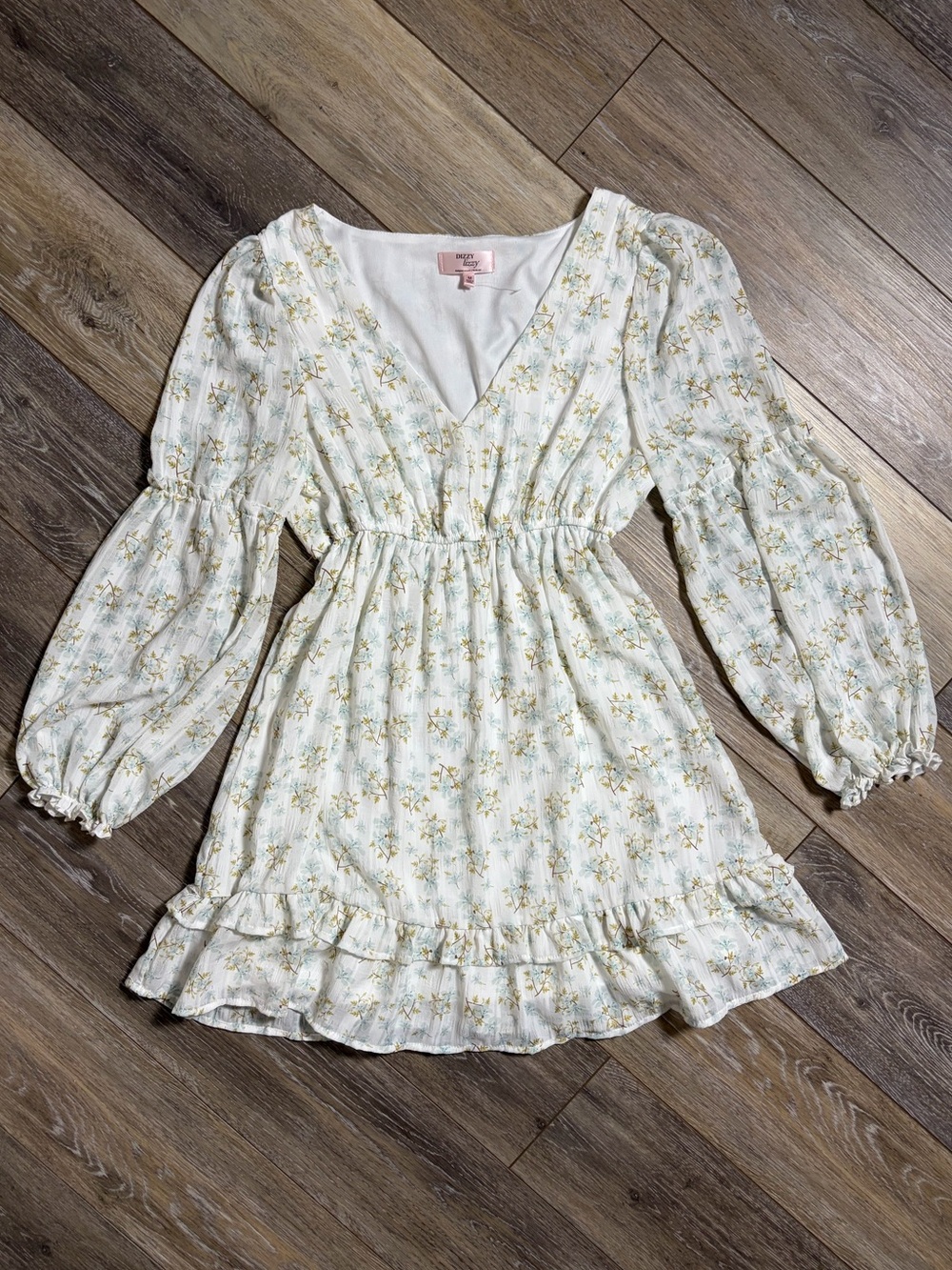 Dizzy Lizzy Floral Long Sleeve Ruffle Mini Dress NWOT